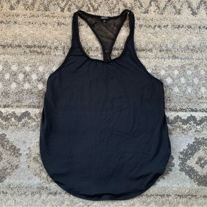 MICHI Black Split Hem Racerback Mesh Tank Top Small